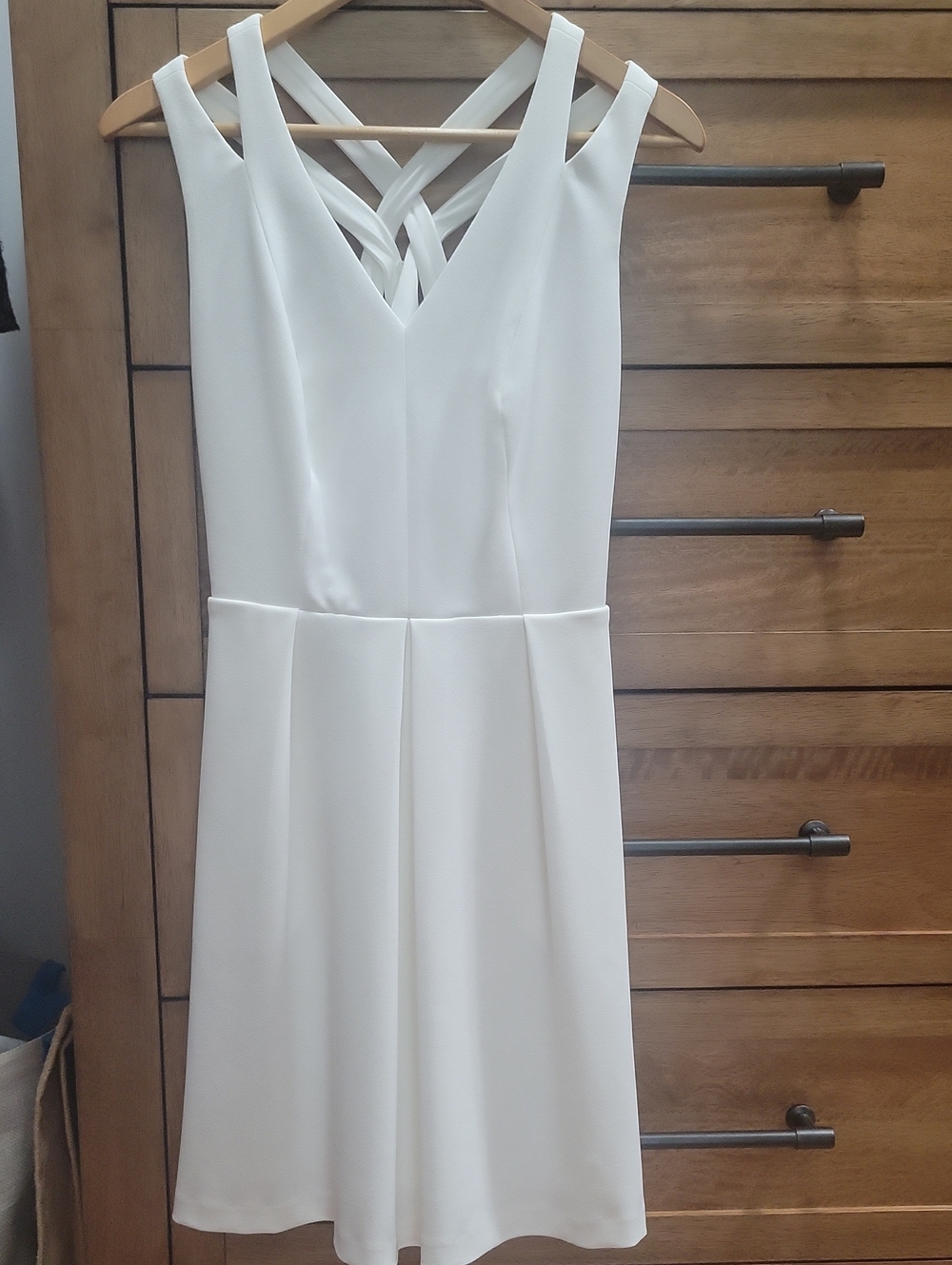 CeCe White Mini Dress with V-Neck and Crisscross Straps NWOT